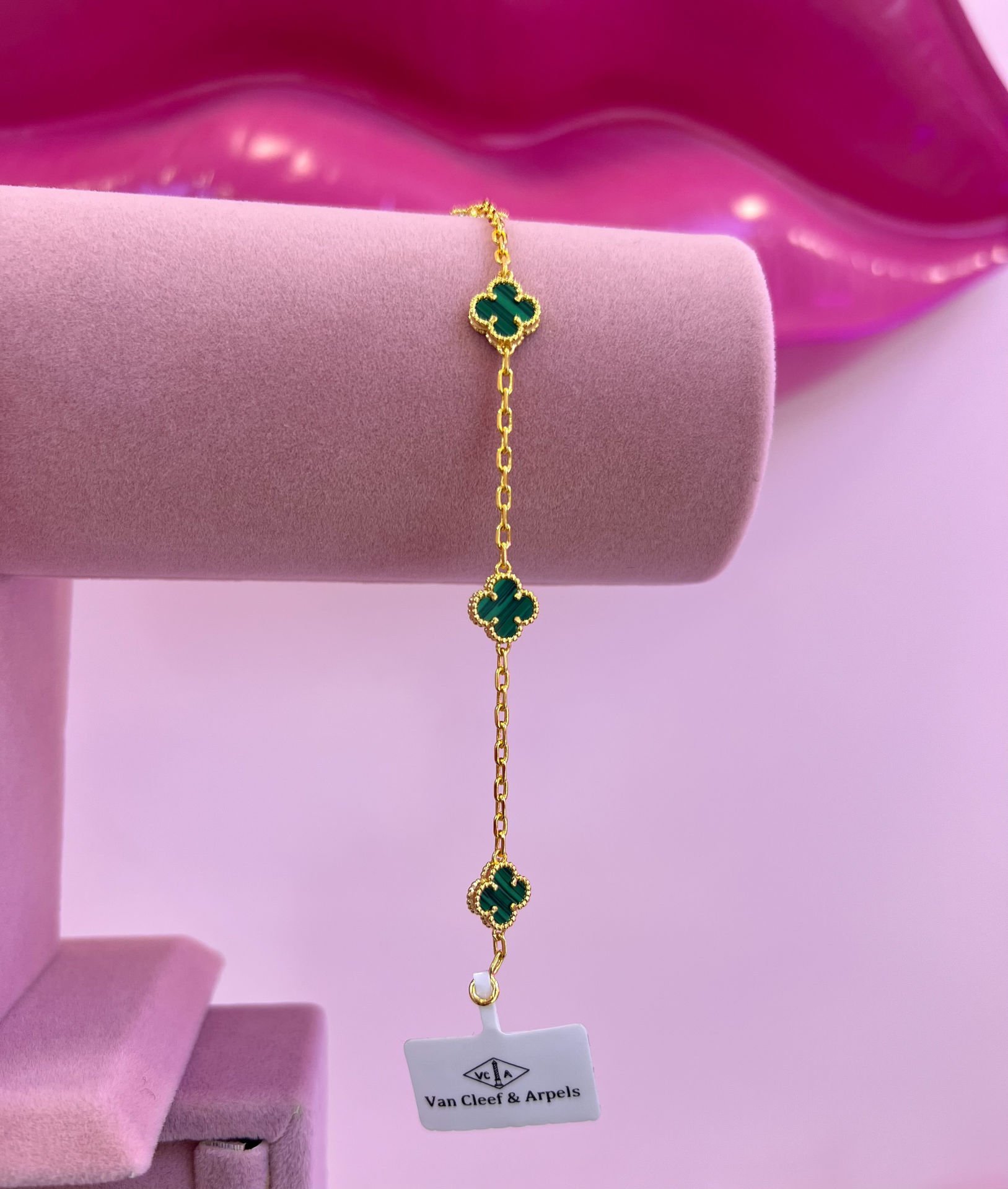 İthal Gold Yeşil Mini Yonca Bileklik