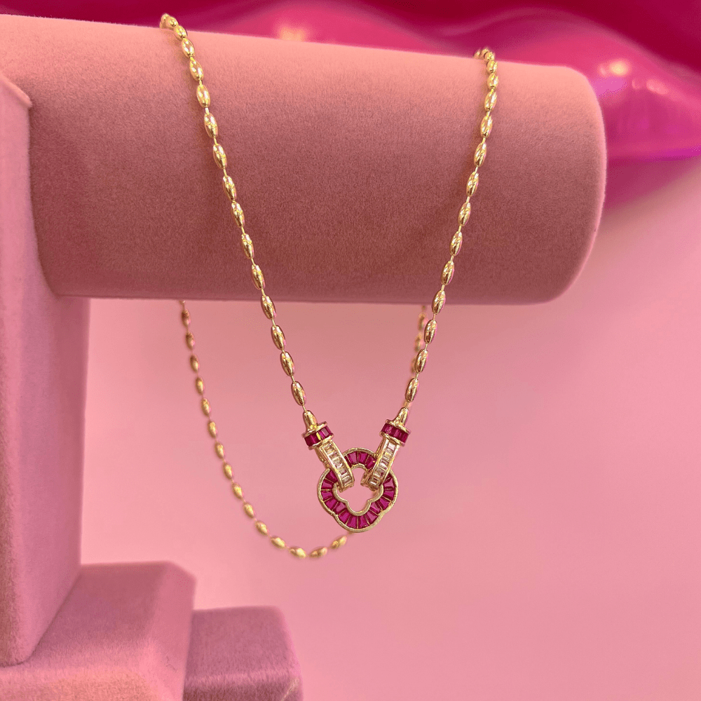 Gold Pembe Taşlı Kolye