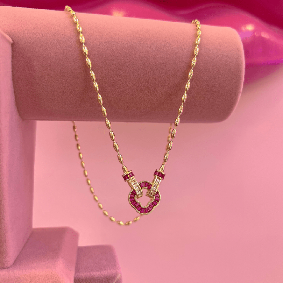 Gold Pembe Taşlı Kolye