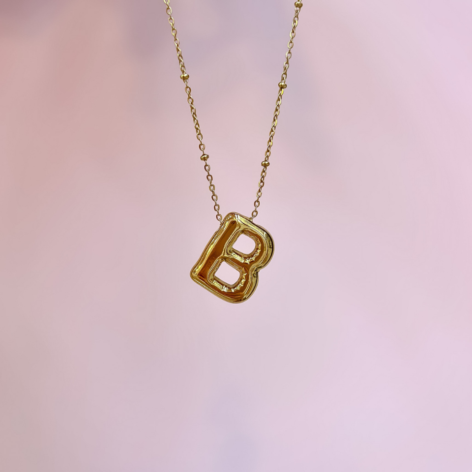 Gold Bubble Harf Kolye
