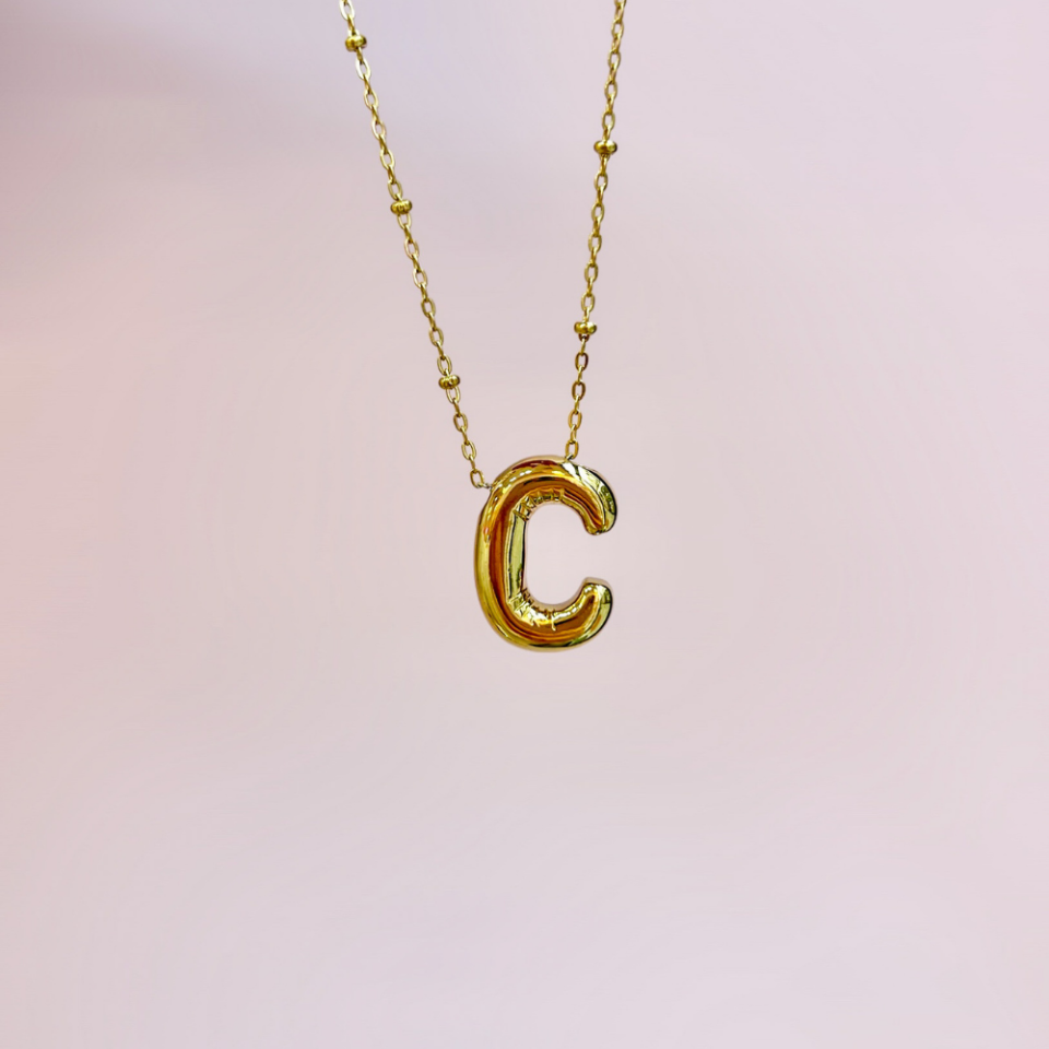 Gold Bubble Harf Kolye