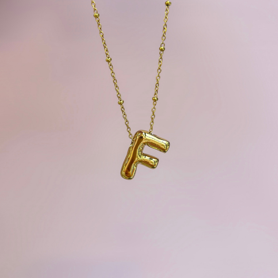 Gold Bubble Harf Kolye