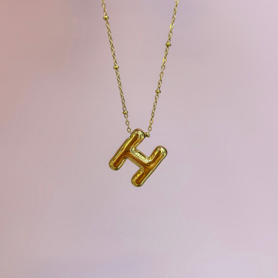 Gold Bubble Harf Kolye