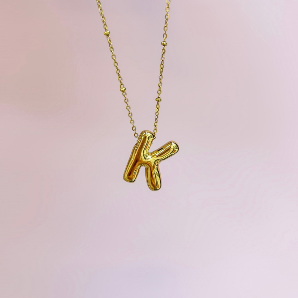 Gold Bubble Harf Kolye