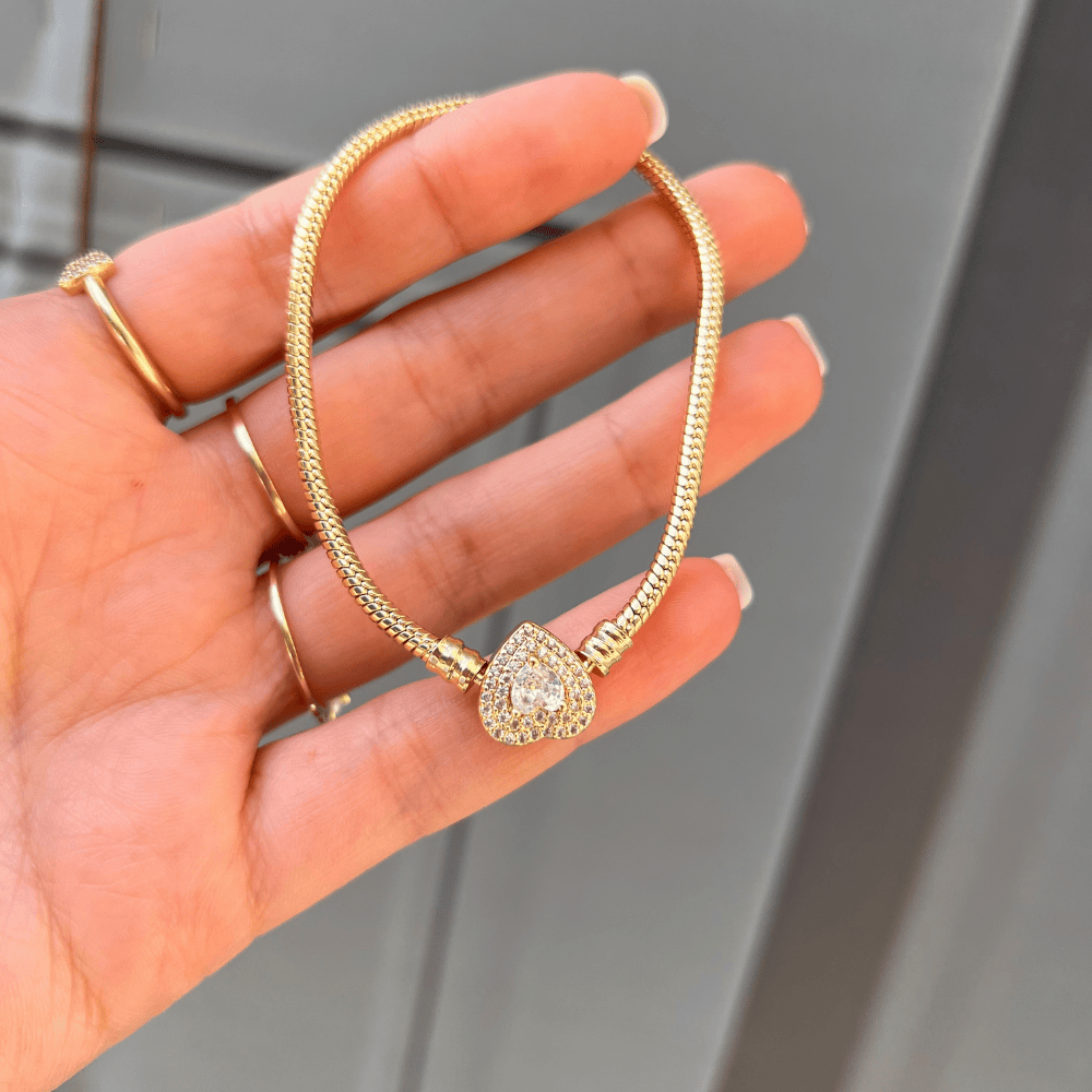 Gold Kalp Taşlı Bileklik