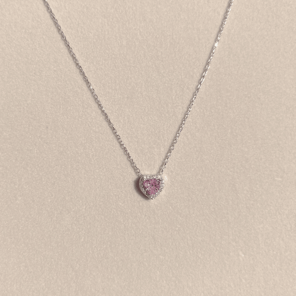 925 Ayar Silver Pembe Kalp Kolye
