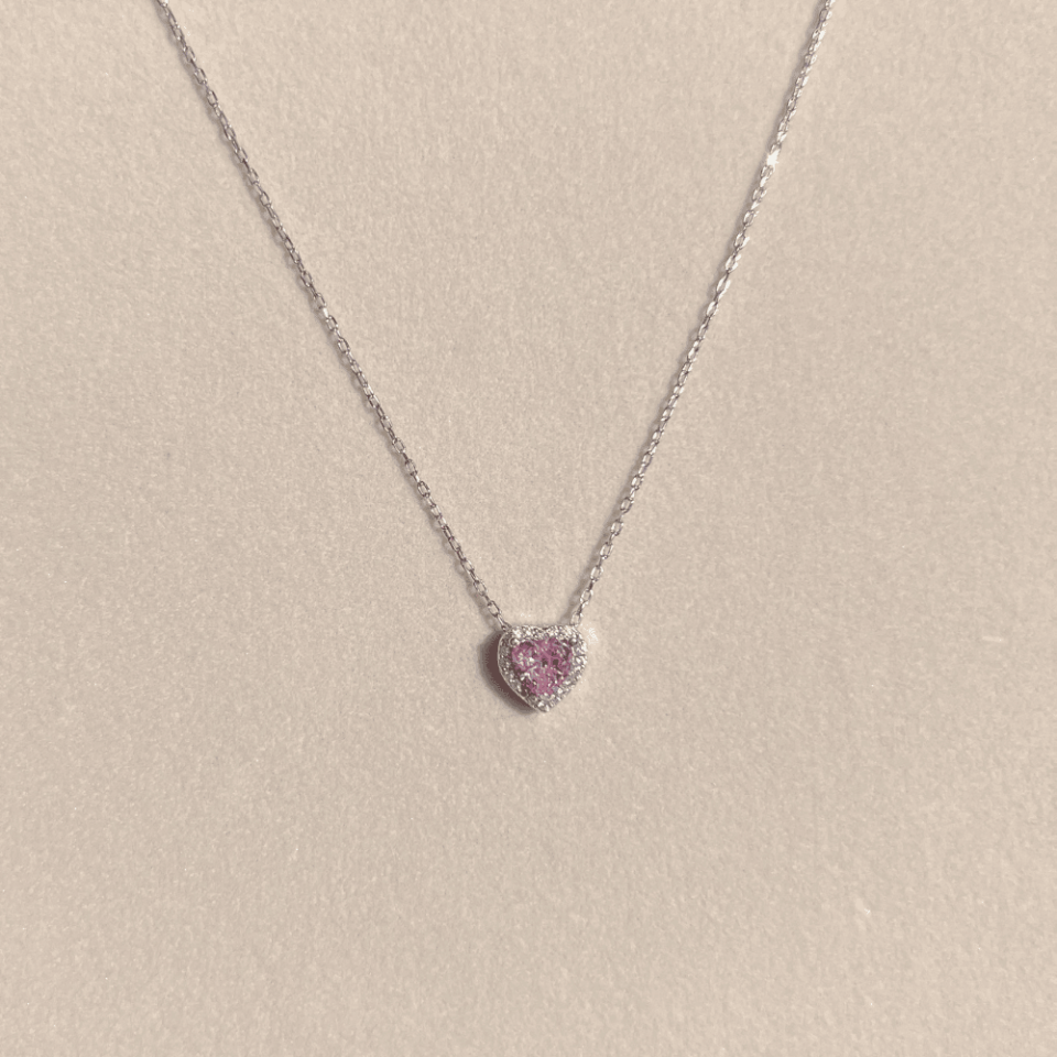 925 Ayar Silver Pembe Kalp Kolye