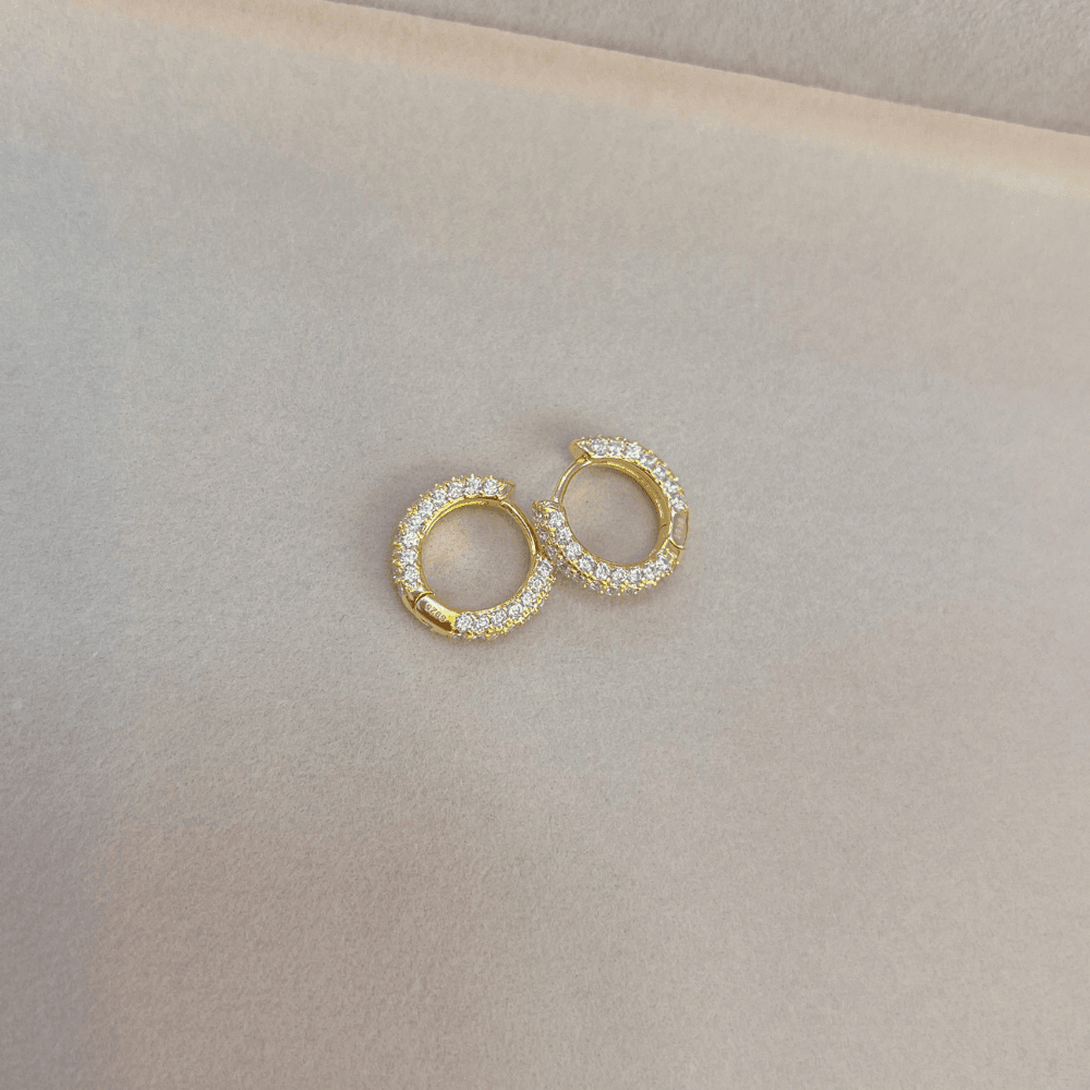 925 Ayar Gold Taşlı Halka Küpe
