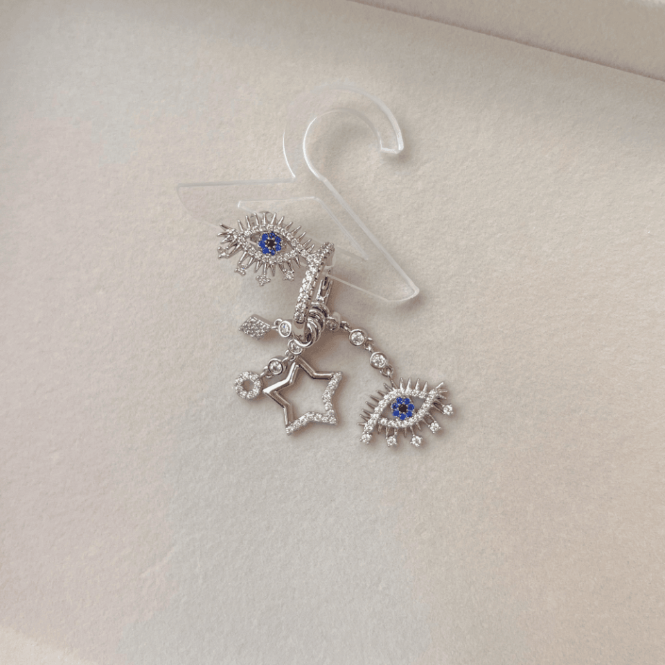 Silver Göz Detay Charm Küpe
