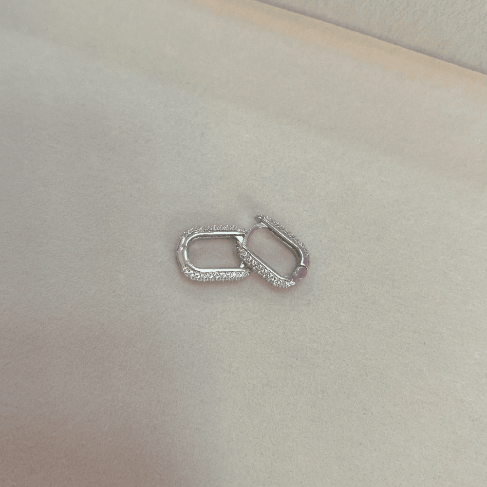 925 Ayar Silver Dikdörtgen Küpe