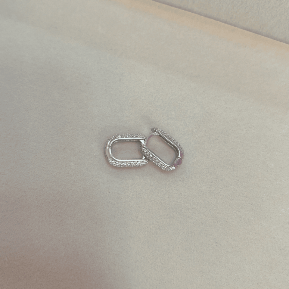 925 Ayar Silver Dikdörtgen Küpe