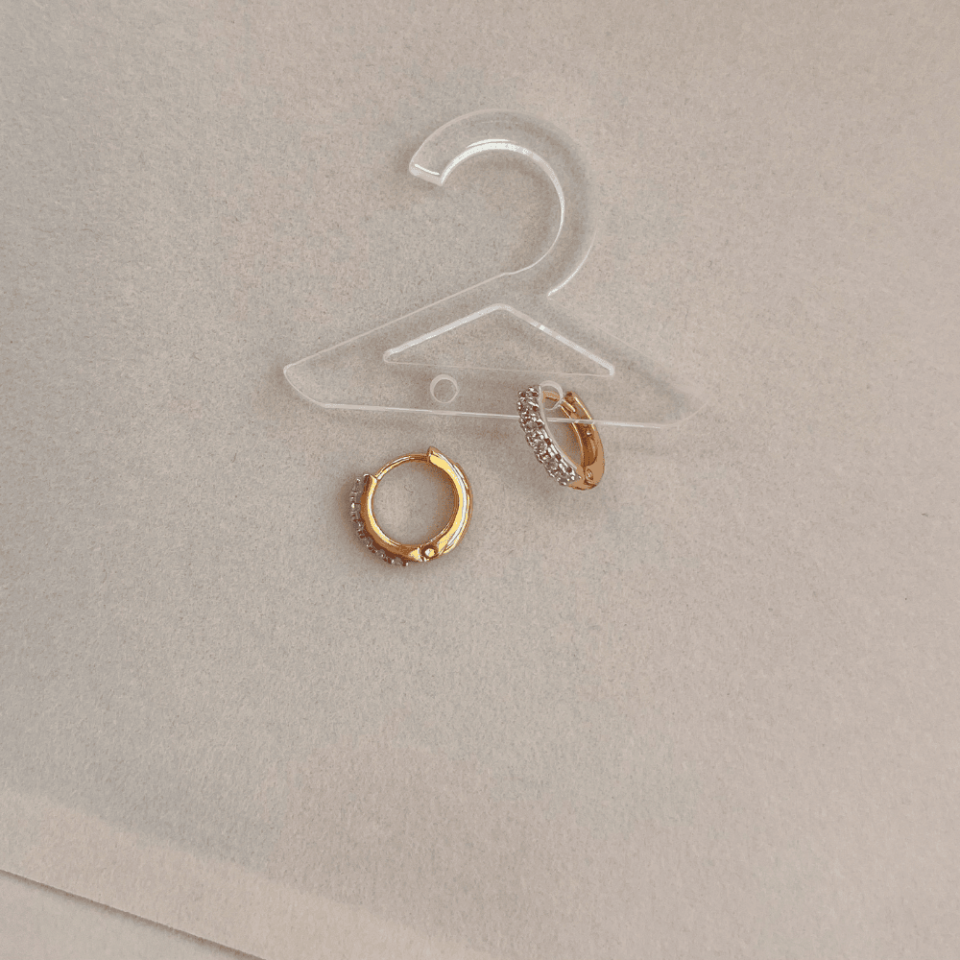 Gold Taşlı Halka Küpe