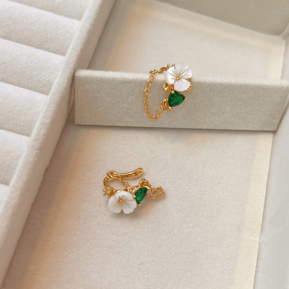 Gold Çiçek Earcuff