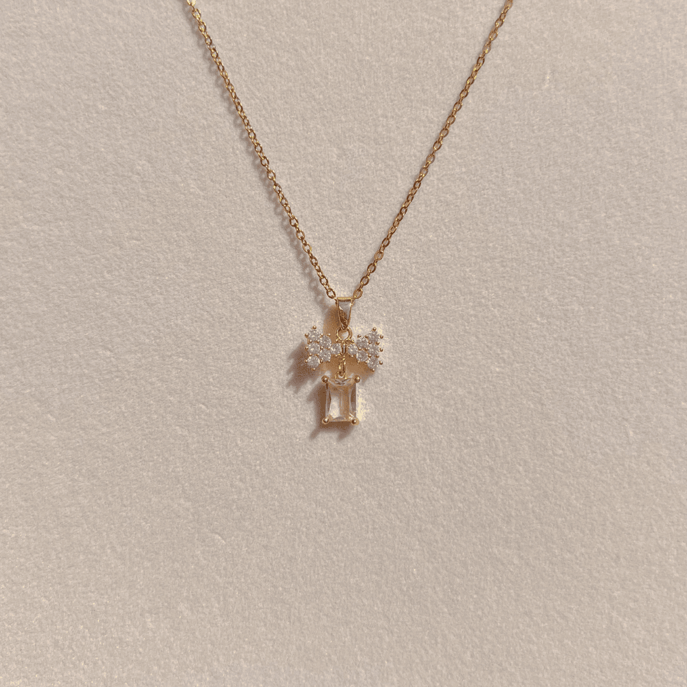 Gold Taşlı Baget Kolye