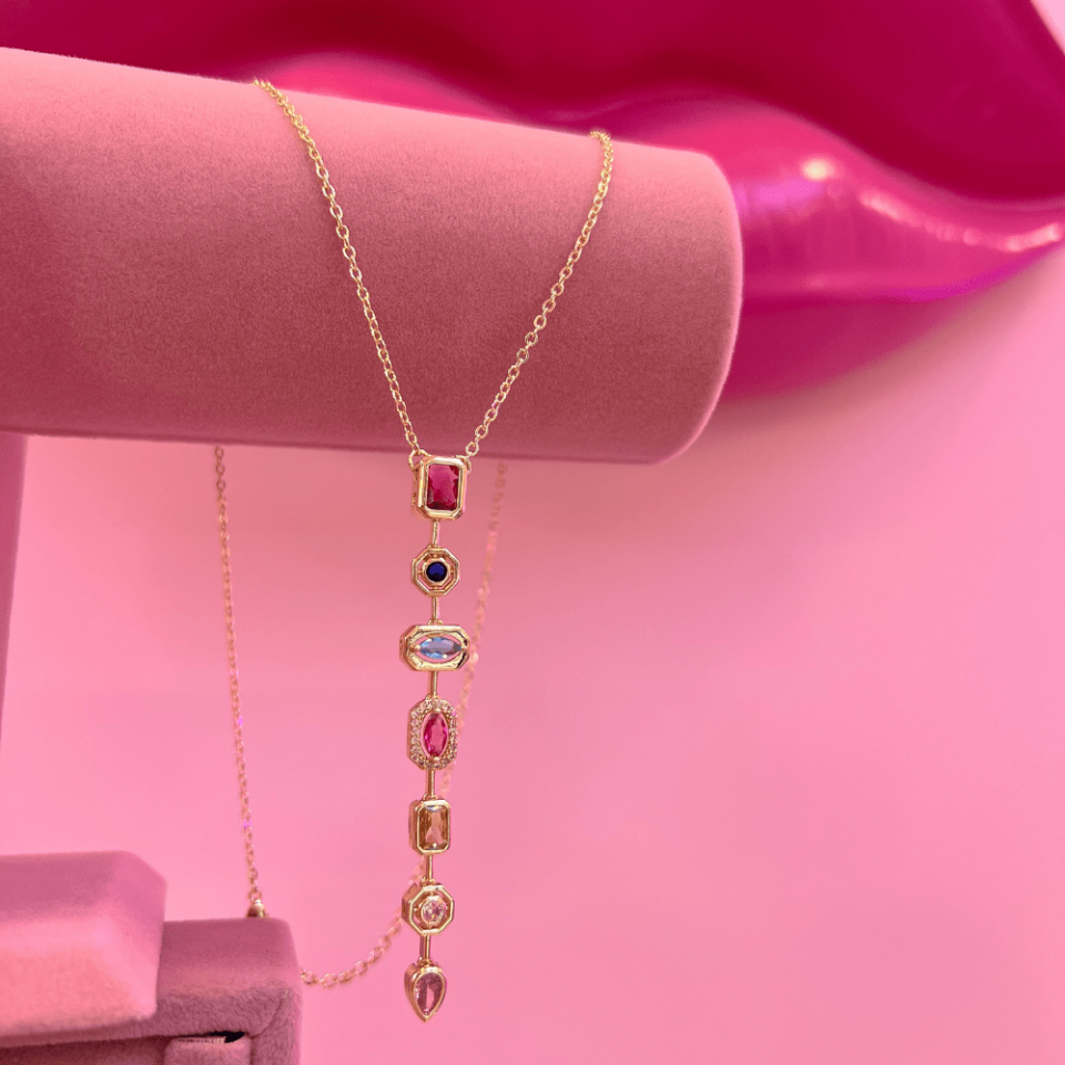 Gold Colorful Y Kolye