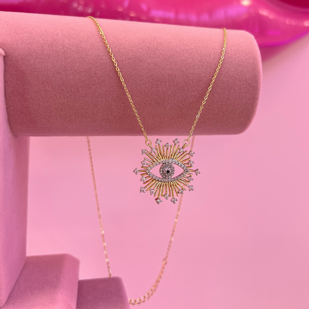 Gold Zirkon Göz Kolye