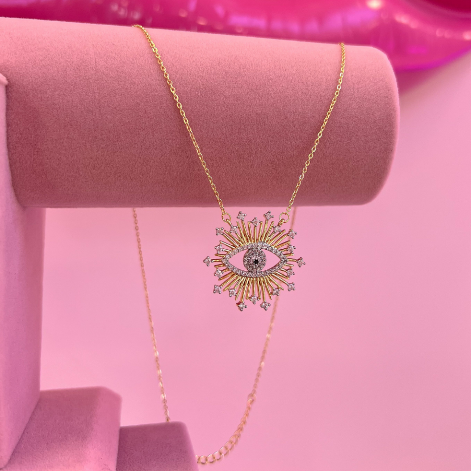 Gold Zirkon Göz Kolye